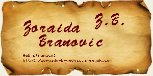 Zoraida Branović vizit kartica